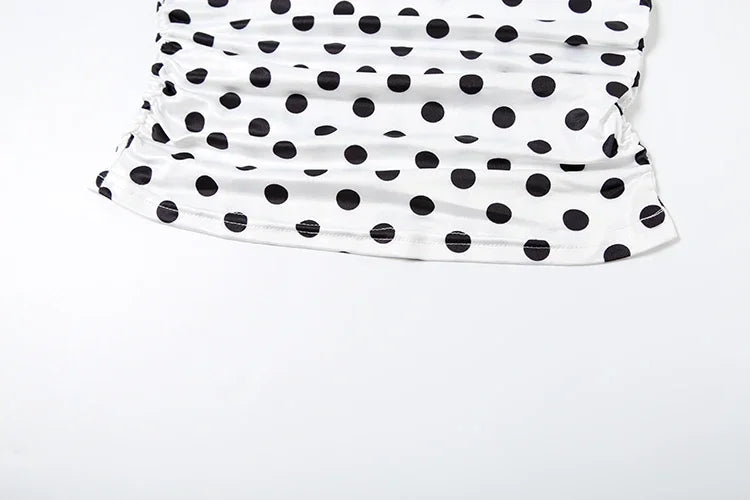 Polka Dot Halter Tank Top With Backless Lace Up Detail Chic Summer