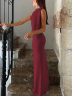 Sleeveless Bodycon Maxi Dress - Patchwork O-Neck