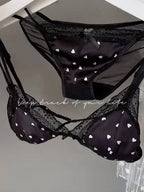 French Style Satin Lace Lingerie Set With Triangle Cups Wireless Soft Fabric Daily Wear