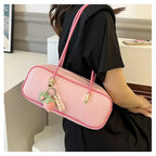 PU Pillow Shoulder Bag For Women With Textured Finish Baguette Style