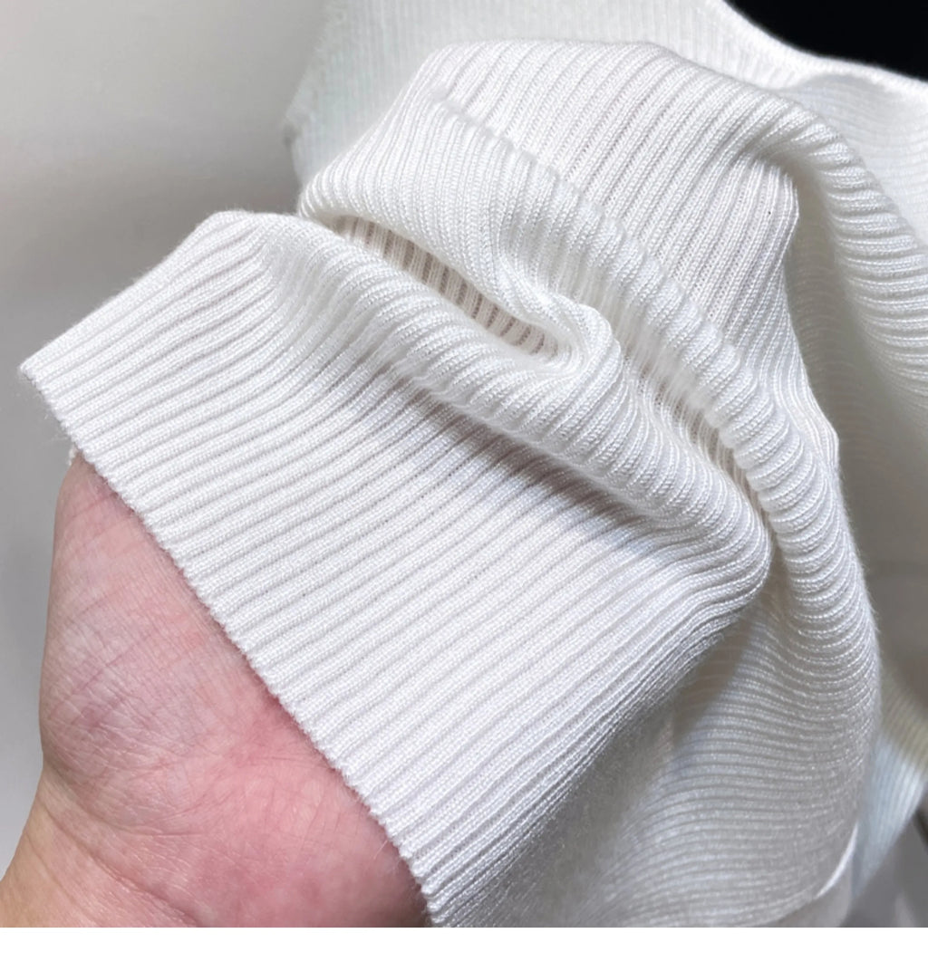Knitted Strap Top With Clavicle Square Collar