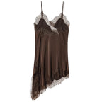 Satin Elegant Backless Lace Slip Dress