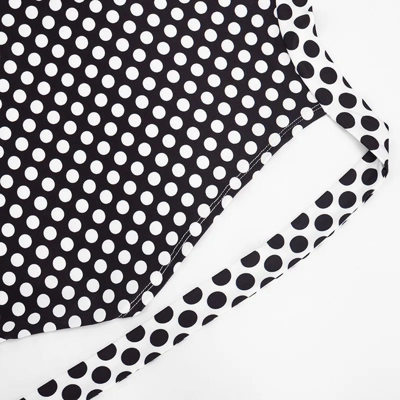 Polka Dot Halter Romper For Women Backless Sleeveless Slim Fit
