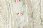 Sweet Floral Print Chic Lace Short Blouses Vintage Square Collar Puff Sleeve Slim Shirt
