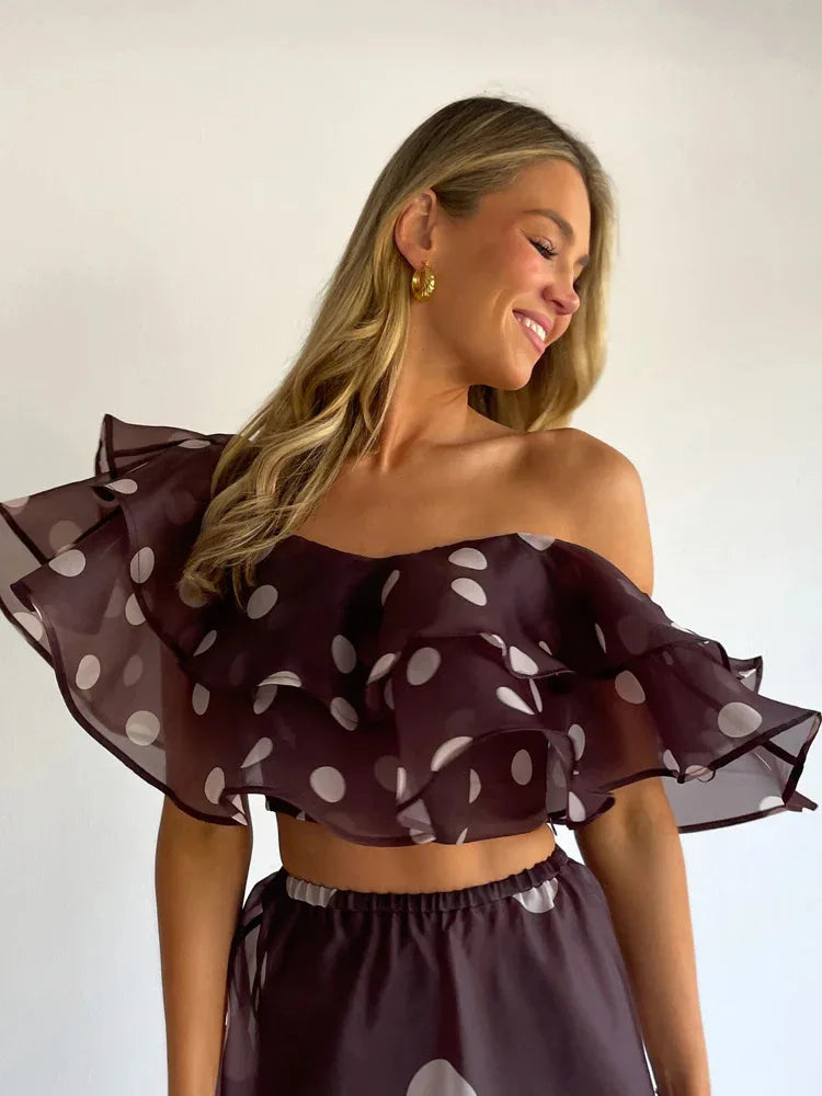Sexy Print Asymmetrical Hem Long Skirt Set Fashionable Sleeveless Women's Polyester Fabric Casual Leisure Suit