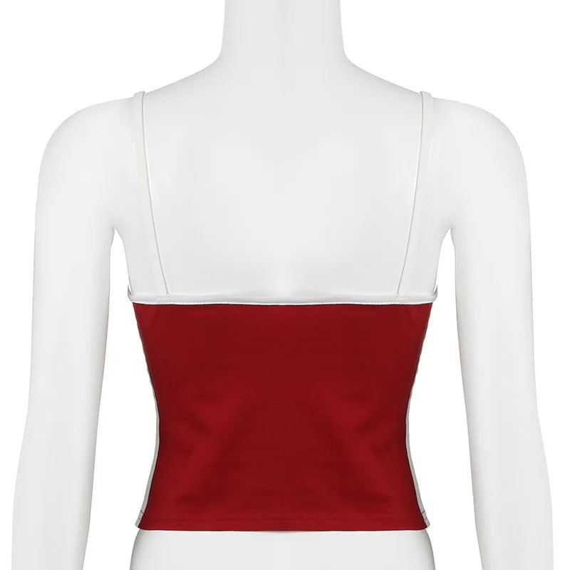 Embroidery Letter Contrast Set With Backless Camisole Top And Drawstring Elastic Shorts
