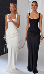 Ladies Lace Up Maxi Dress Slim Fit
