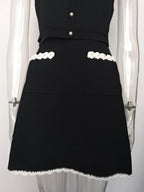 Black And White Skirt Set For Women With Elegant Contrast Design