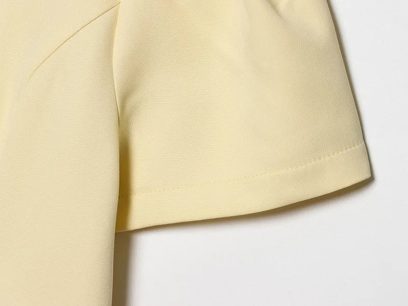 Pleated Mini Dress For Women Elegant Short Sleeve