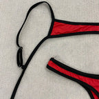 Y2K Retro Contrast Color Bikini With Backless Design And Adjustable Straps For Summer Beachwear