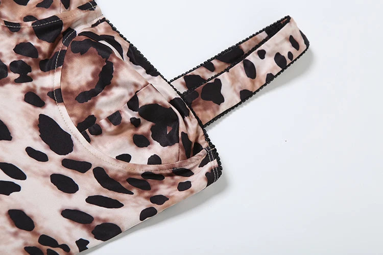 Leopard Print Sleeveless Jumpsuit For Women