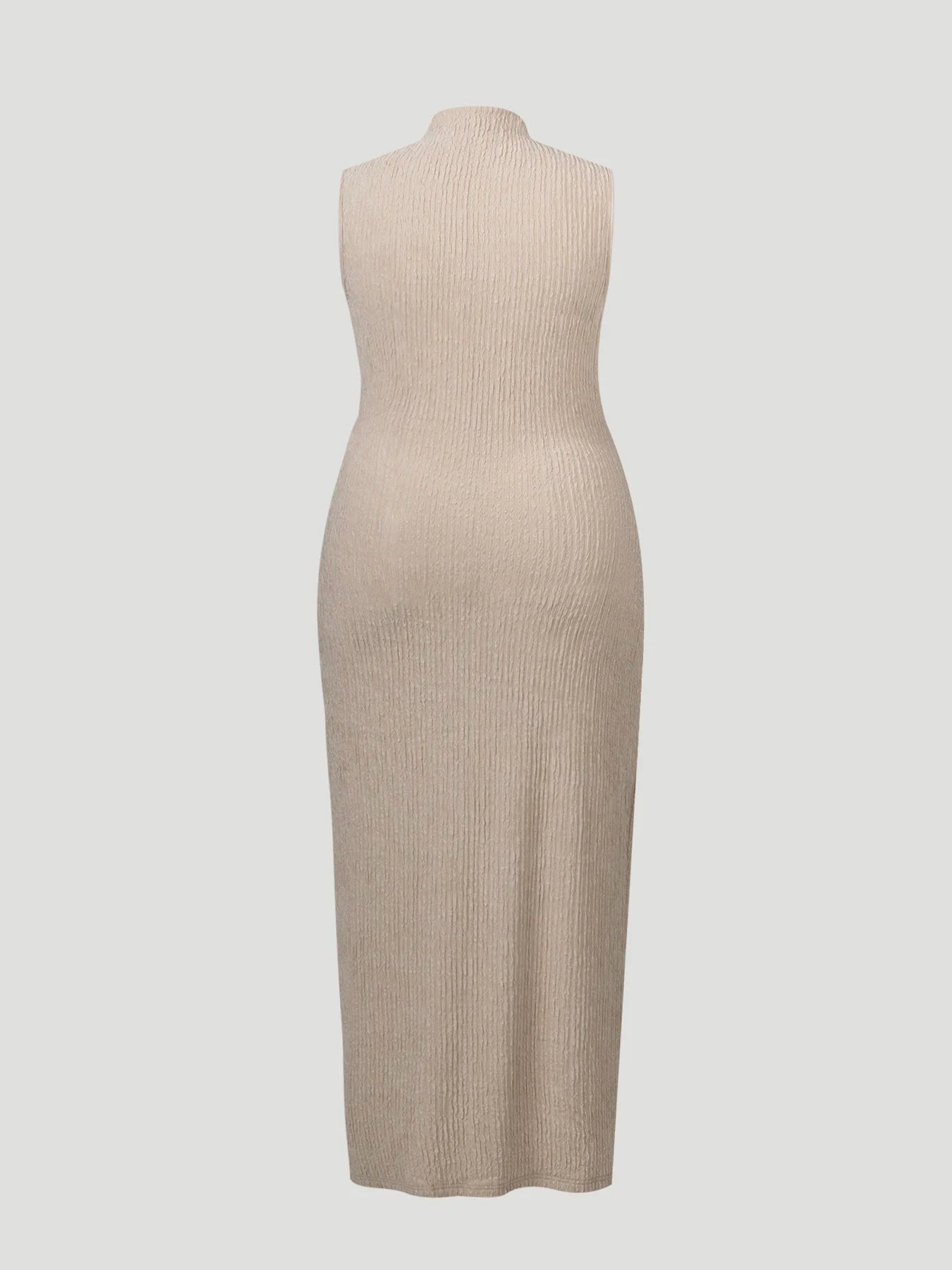 Plus Size High Neck Sleeveless Split Twist Textured Floor Length Knit Dress