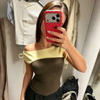 Ruffled Crop Tank With Lace Up Patchwork O Neck Sleeveless Top
