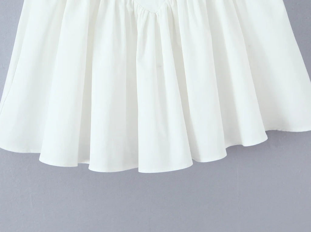 Backless Halter Embroidered White Dress For Women Elegant A Line Mini Dress