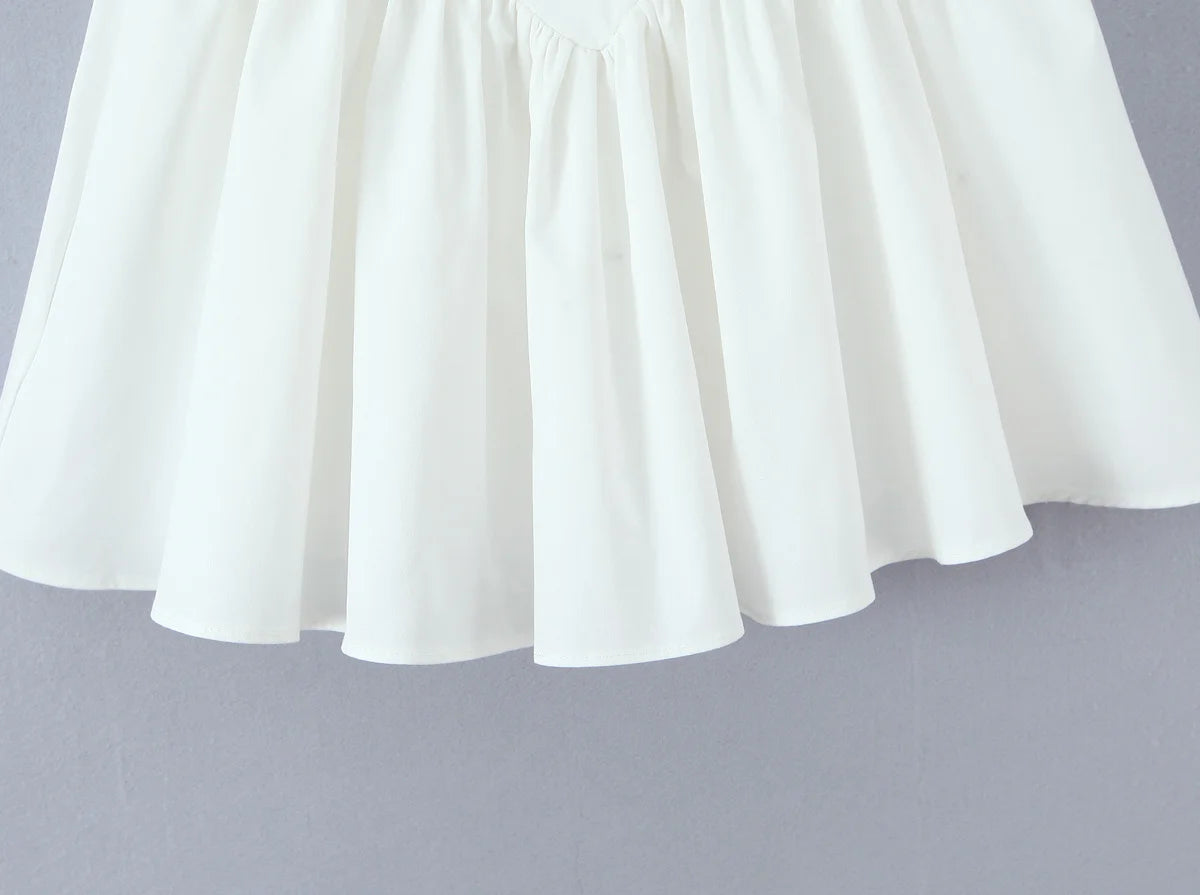 Backless Halter Embroidered White Dress For Women Elegant A Line Mini Dress