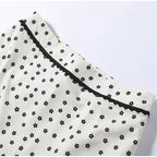 Polka Dot Two-piece Set Square Neck Puff Sleeve Cropped Top With Lace Trim Maxi Skirt