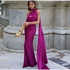 Sexy Satin Ribbon Backless Halter Dress For Elegant Evening Gown