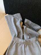 Knitted Wide Leg Pants Women Elegant Trousers