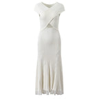 Lace Collar Splice Dress Slimming Fish Tail Gown