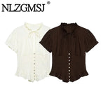 Elegant Chest Cutout Top With Elastic Waist