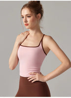 Colorful Yoga Vest With Fixed Chest Pads Women Gym Sleeveless Tank Top For Fitness And Running