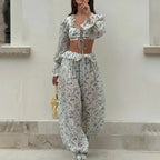 Breezy Ruffle Set With Lightweight Top And Flowing Trousers Casual Style