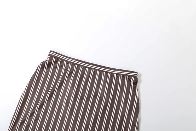 Stripe Print two piece Set With Crop Blouse And Hip Skirt
