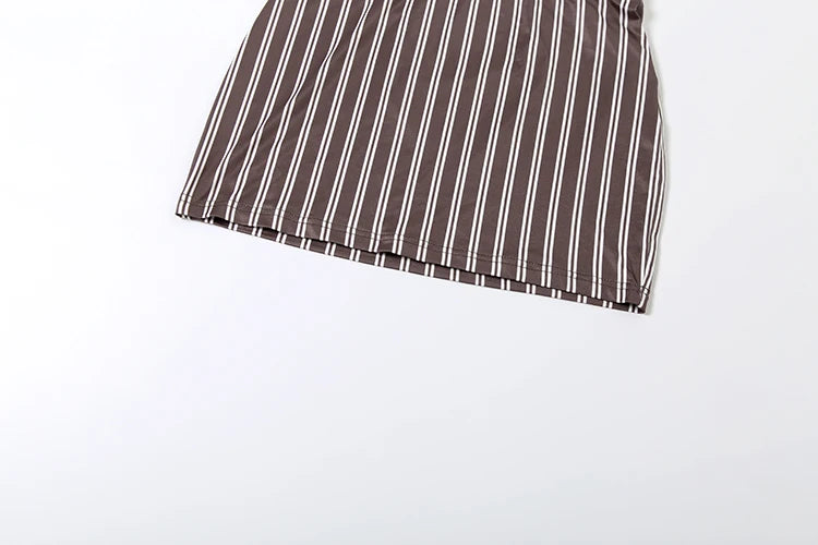 Stripe Print two piece Set With Crop Blouse And Hip Skirt