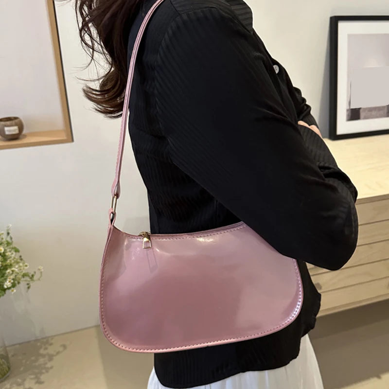 Retro Solid PU Leather Shoulder Bag For Women Chic Casual Hobo