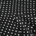 Black Polka Dot Print Midi Skirt With Low Waist Lightweight Knit