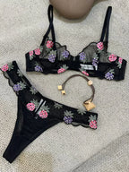 Ultrathin Sheer Push Up Bra Set With Embroidery For Women Delicate Lingerie