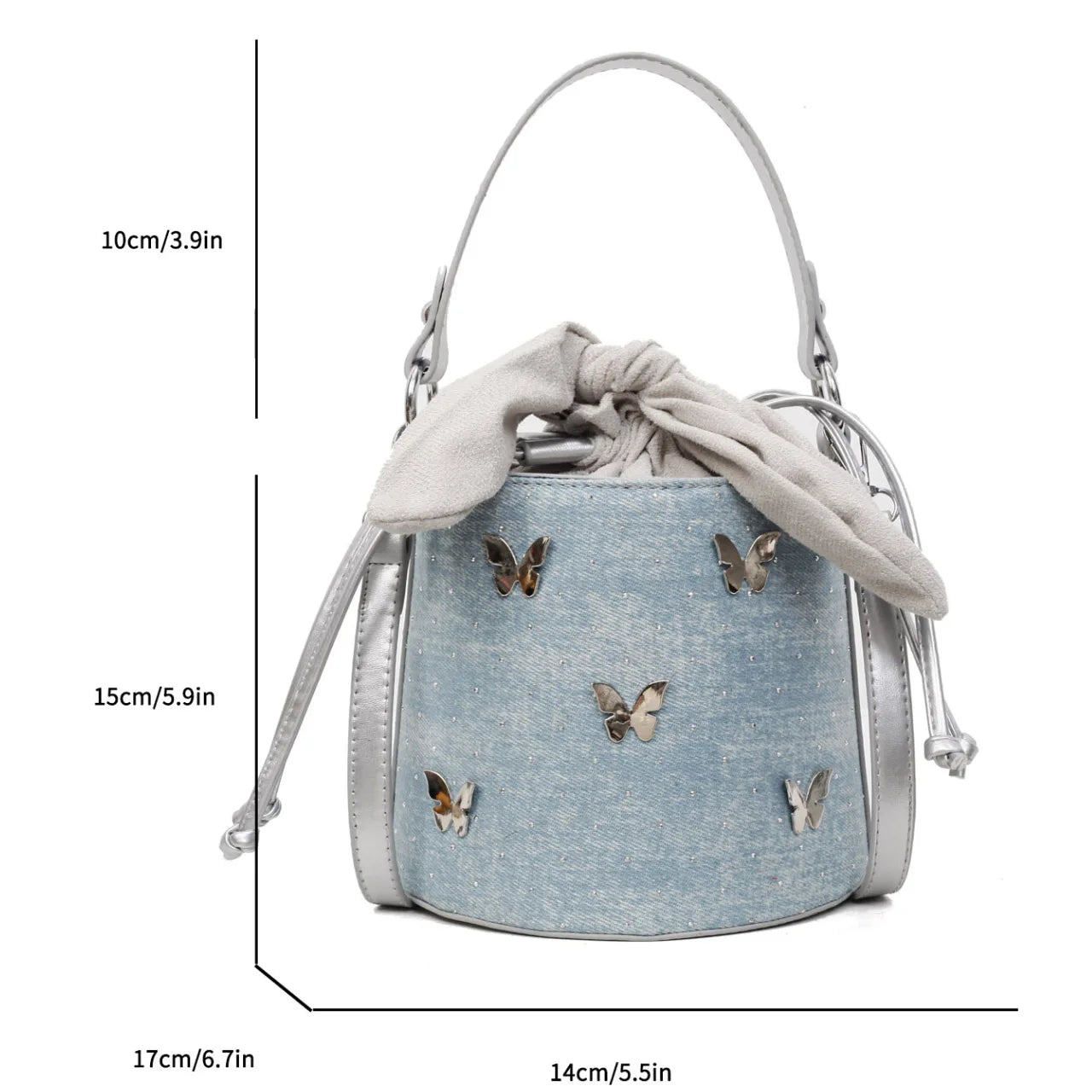 Sweet Butterfly Denim Mini Crossbody Bag