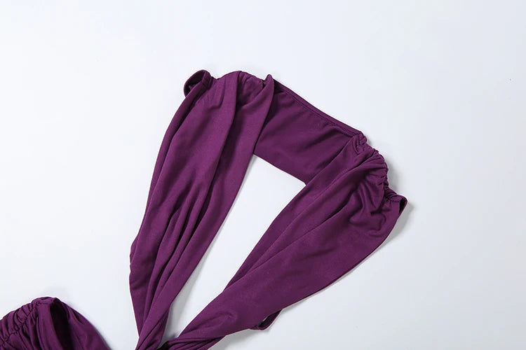 Purple Backless Patchwork Waistless Maxi Dress Irregular Hem