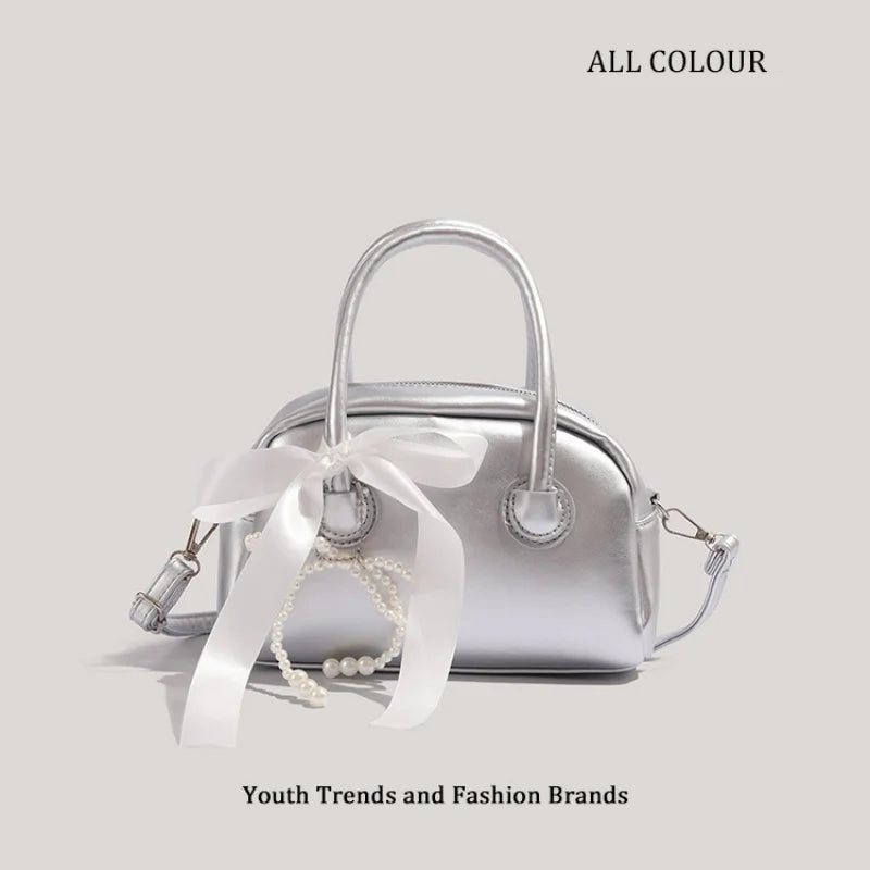 Bowknot PU Leather Crossbody Bag For Women Harajuku Style
