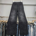 Beaded Embroidered Denim Wide Leg Jeans For Women With Vintage Style And Elegant Flair