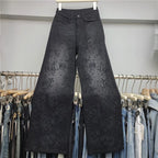 Beaded Embroidered Denim Wide Leg Jeans For Women With Vintage Style And Elegant Flair
