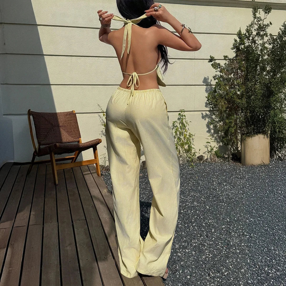Vacation Set Tank Top And Wide Leg Pants