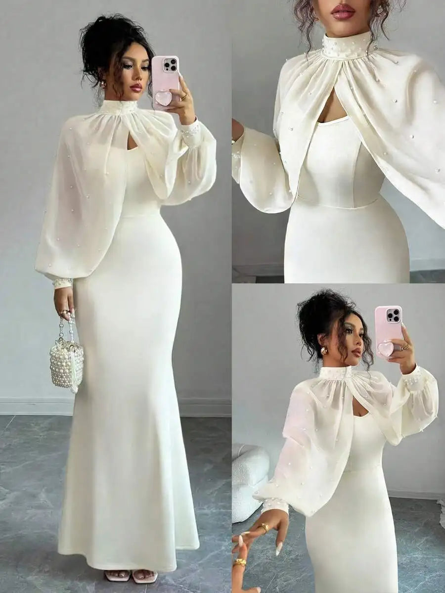 Elegant Mermaid Gown Beaded Body-con Slip Dress