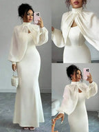 Elegant Mermaid Gown Beaded Body-con Slip Dress