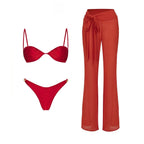 Crimson Push Up Bandeau Bikini Set