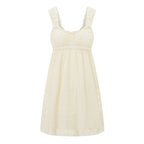 Ruffles Hem Babydoll A-line Dress Vintage Eyelet Mini Dress