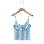 Sleek Backless V Neck Bow Crop Camisole Top