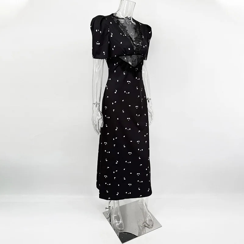 Sexy Hollow Lace High Waist Dress