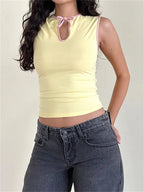 Sleeveless Tie Up Cutout Tank Top Cropped Camis