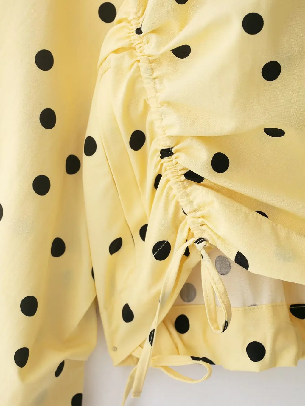 Yellow Polka Dot Two Piece Set With High-Neck Jacket And Balloon Shorts