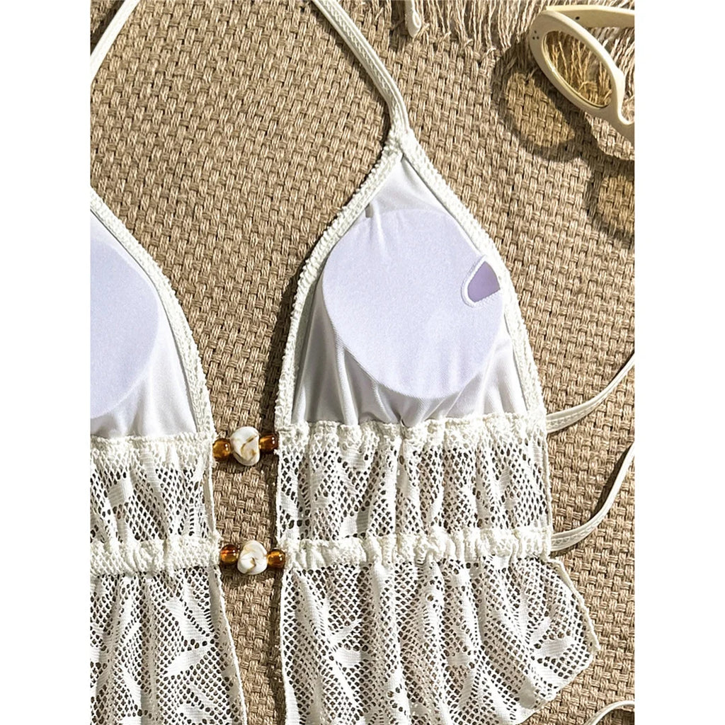 Hollow Out Tankini Halter Bikini Padded Two-pieces Bikini set