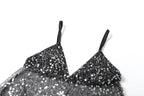 Sequined Patchwork Mesh Camisole With V-Neck Backless