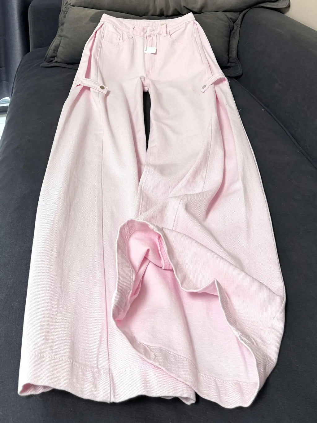 Retro High Waist Wide Leg Denim Cotton Jeans For Women