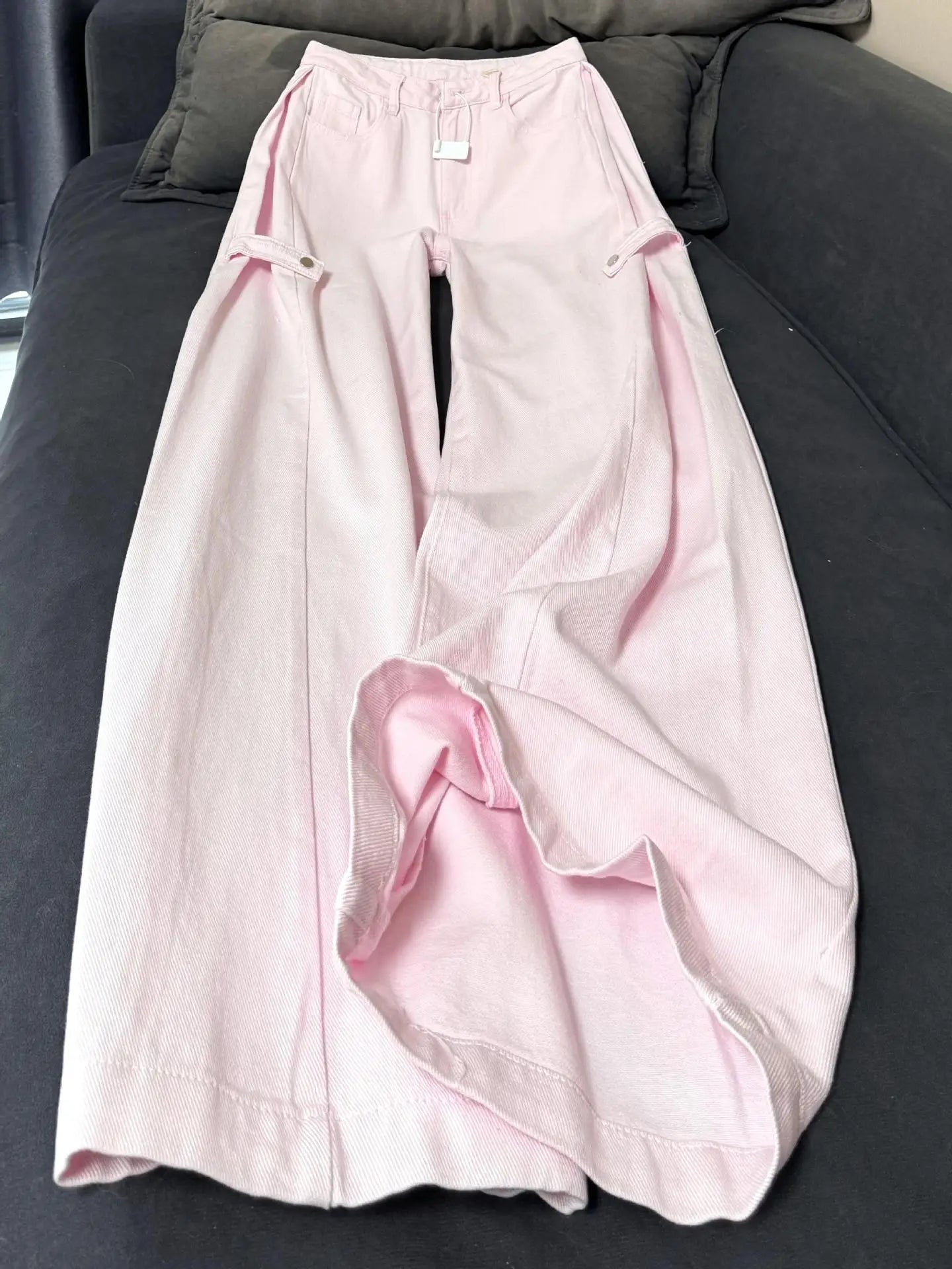 Retro High Waist Wide Leg Denim Cotton Jeans For Women