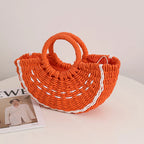 Handmade Watermelon Tangerine Straw Crossbody Bag For Women Boho Fruit Themed Shoulder Tote